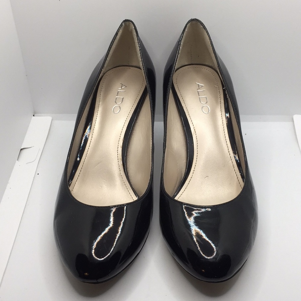 Aldo Ladies Black Patent Stiletto Heels Size 7.5